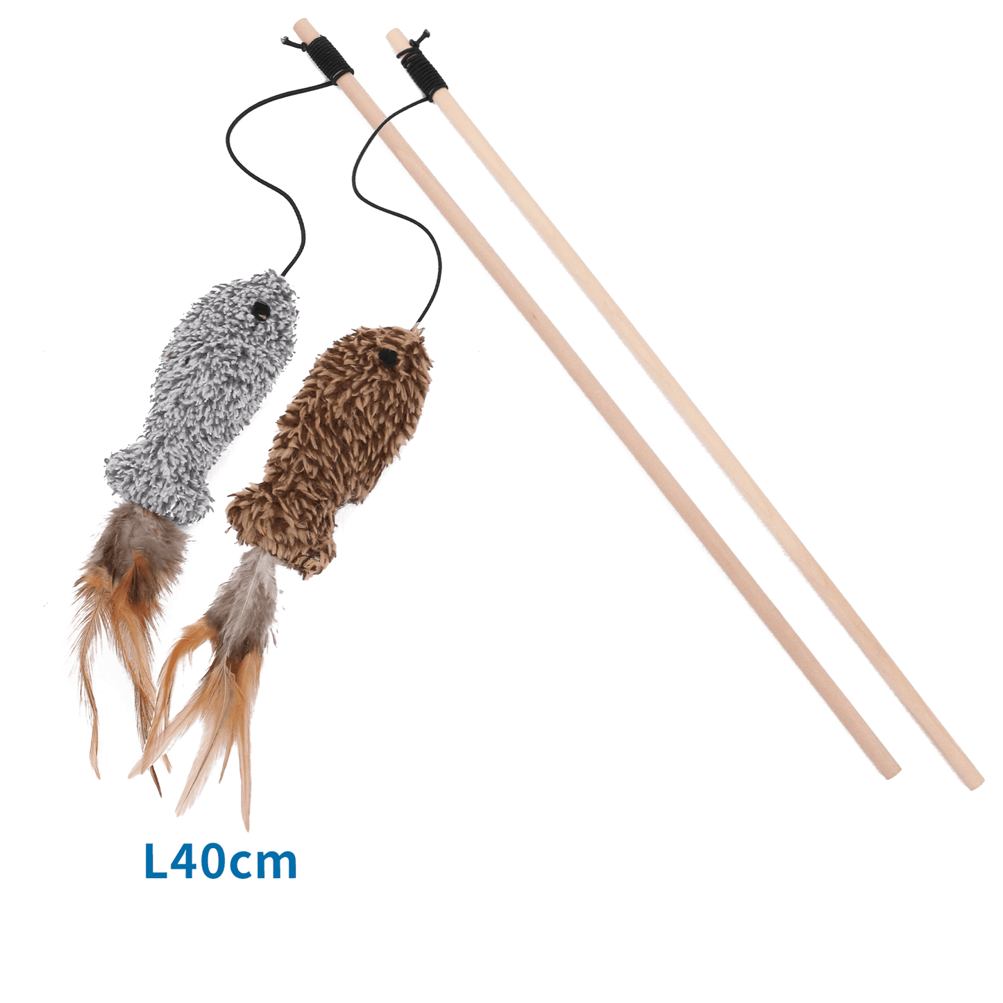 nobleza - 2er Set Katzenangeln mit Mäusen und Holzstäben – für Katzen