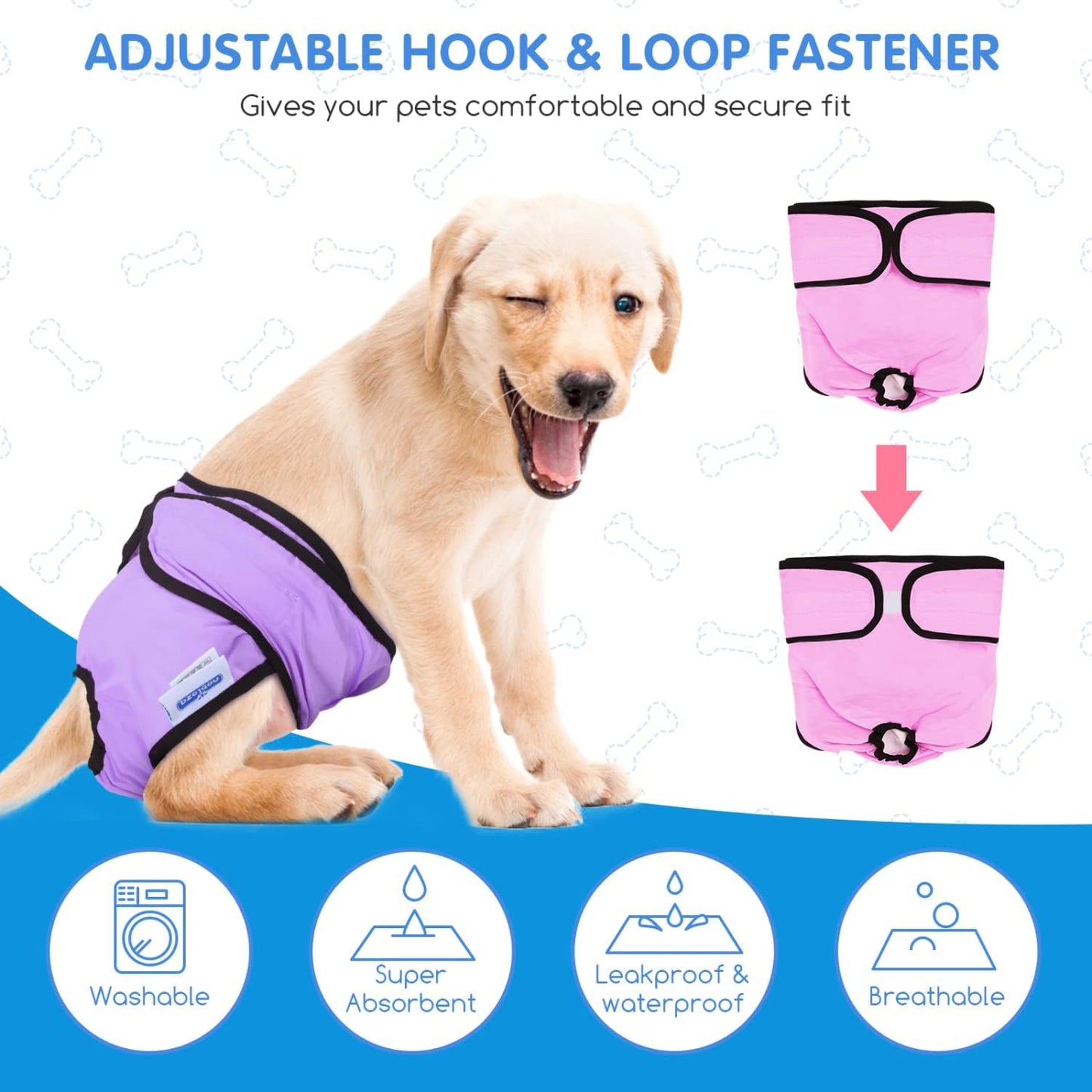 nobleza - 3er Set waschbare Hundewindeln – Wiederverwendbar