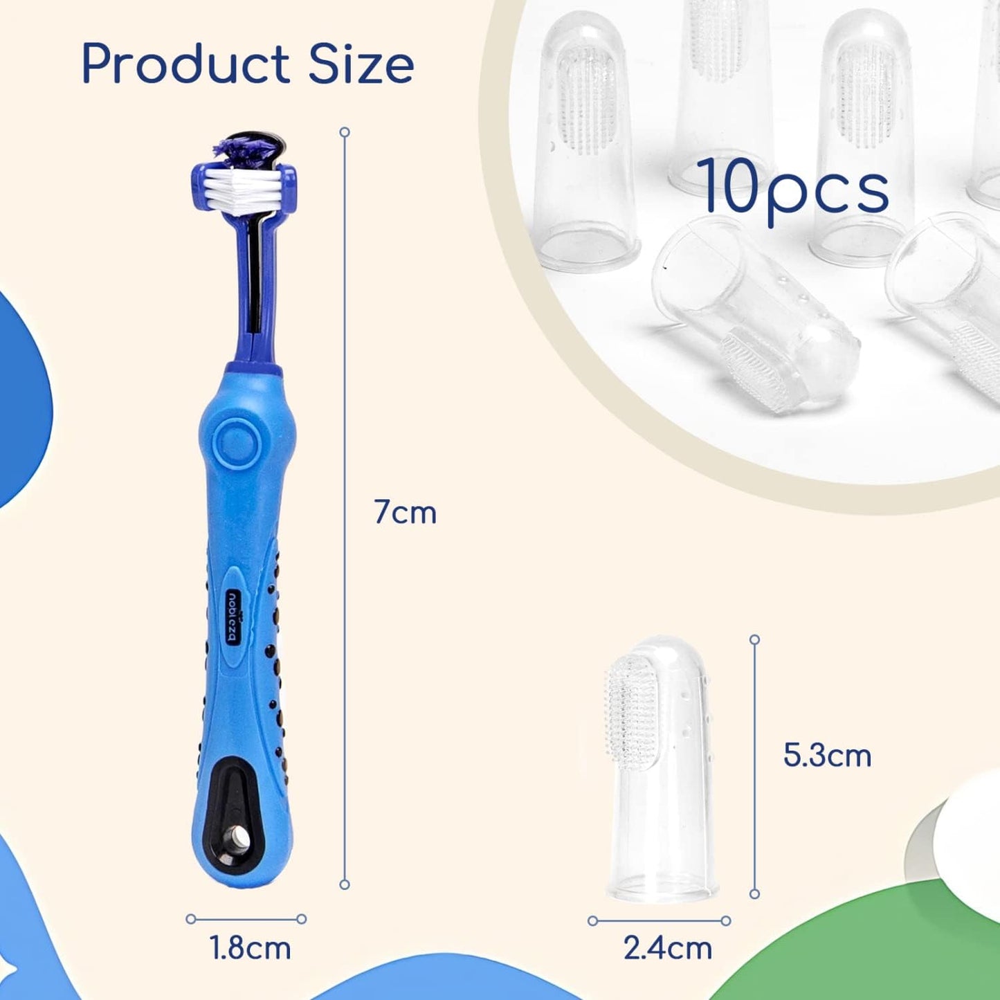 nobleza 2-in-1 Zahnpflegeset für Hunde Zahnbürste & Fingerzahnbürsten