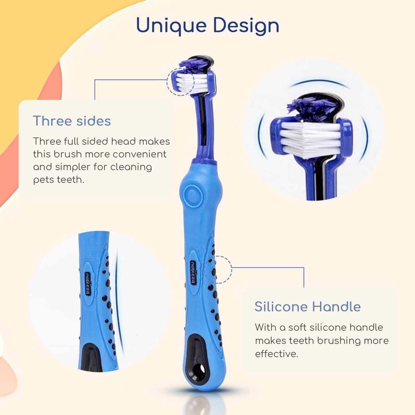 nobleza 2-in-1 Zahnpflegeset für Hunde Zahnbürste & Fingerzahnbürsten