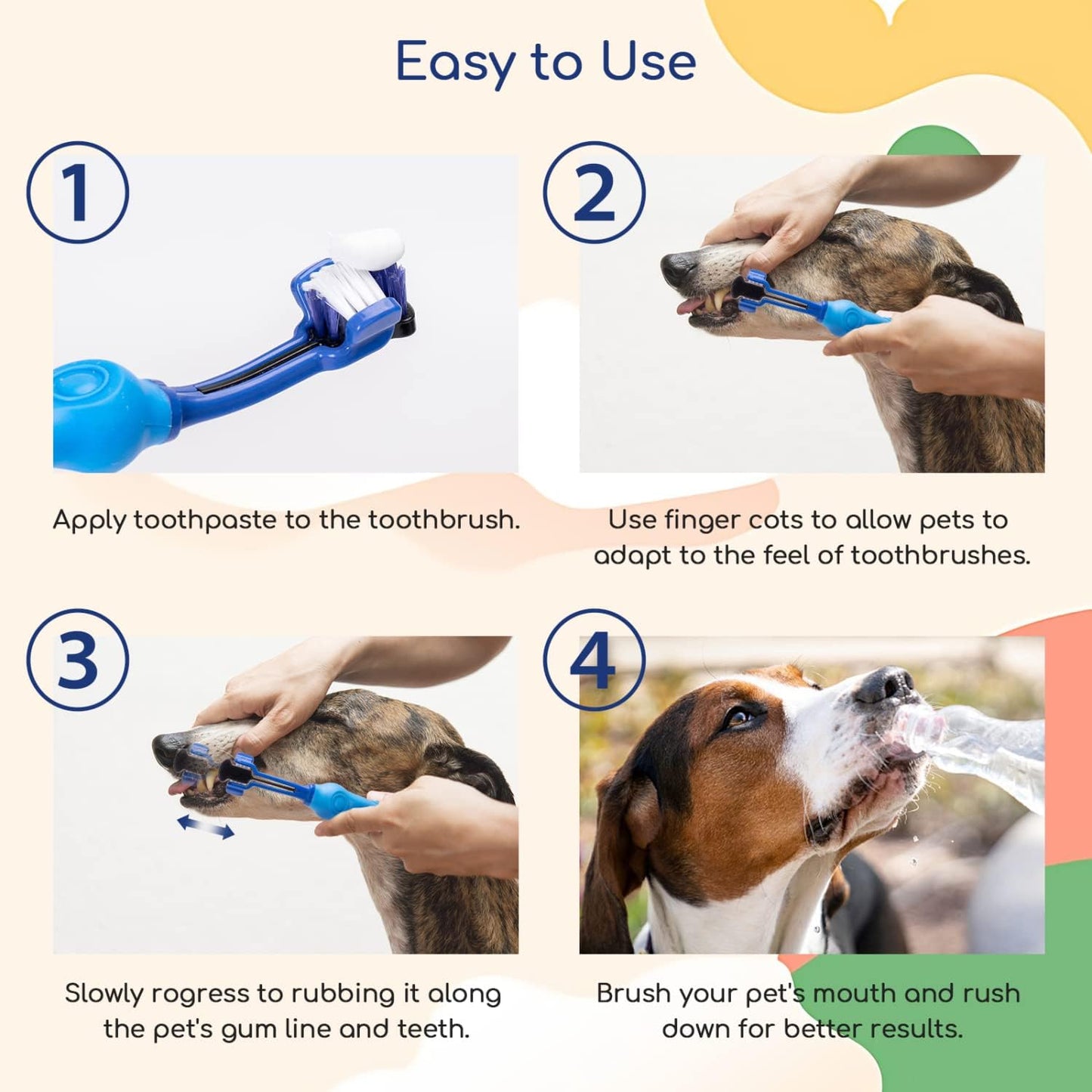 nobleza 2-in-1 Zahnpflegeset für Hunde Zahnbürste & Fingerzahnbürsten
