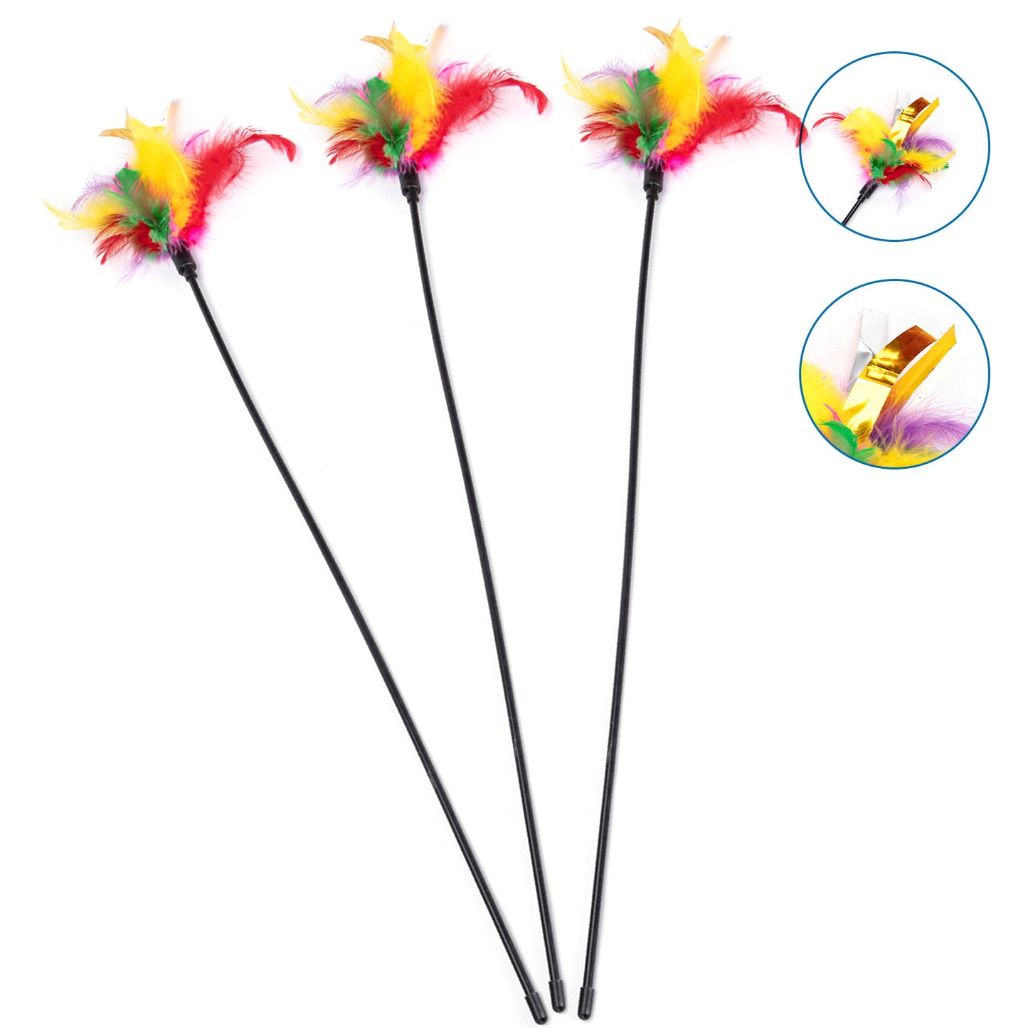 nobleza - 3er Set Katzenangeln in Bunt - Spaß für Katzen - Spielangeln