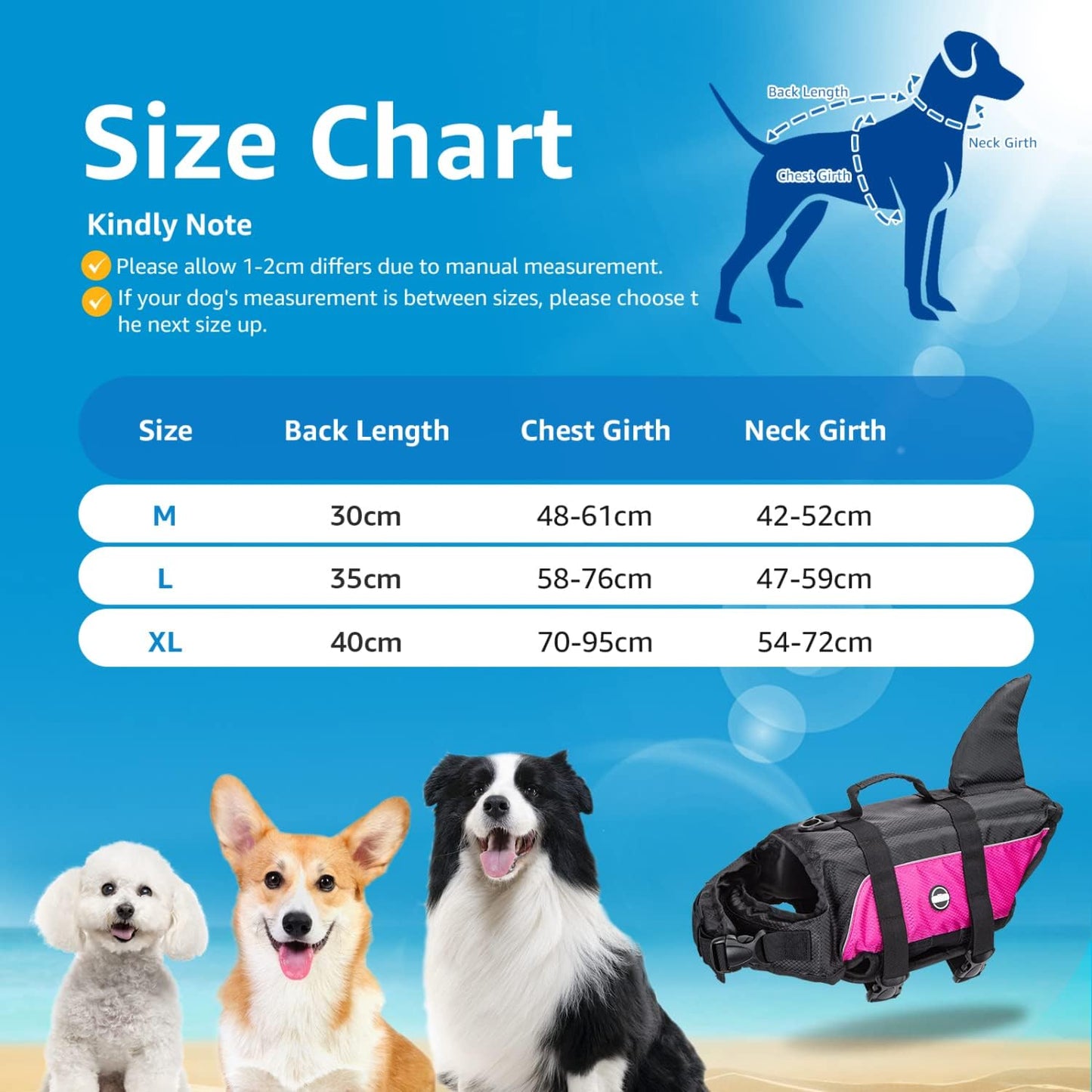nobleza - Hunde Schwimmweste mit Haiflosse - Schwimmhilfe für Hunde