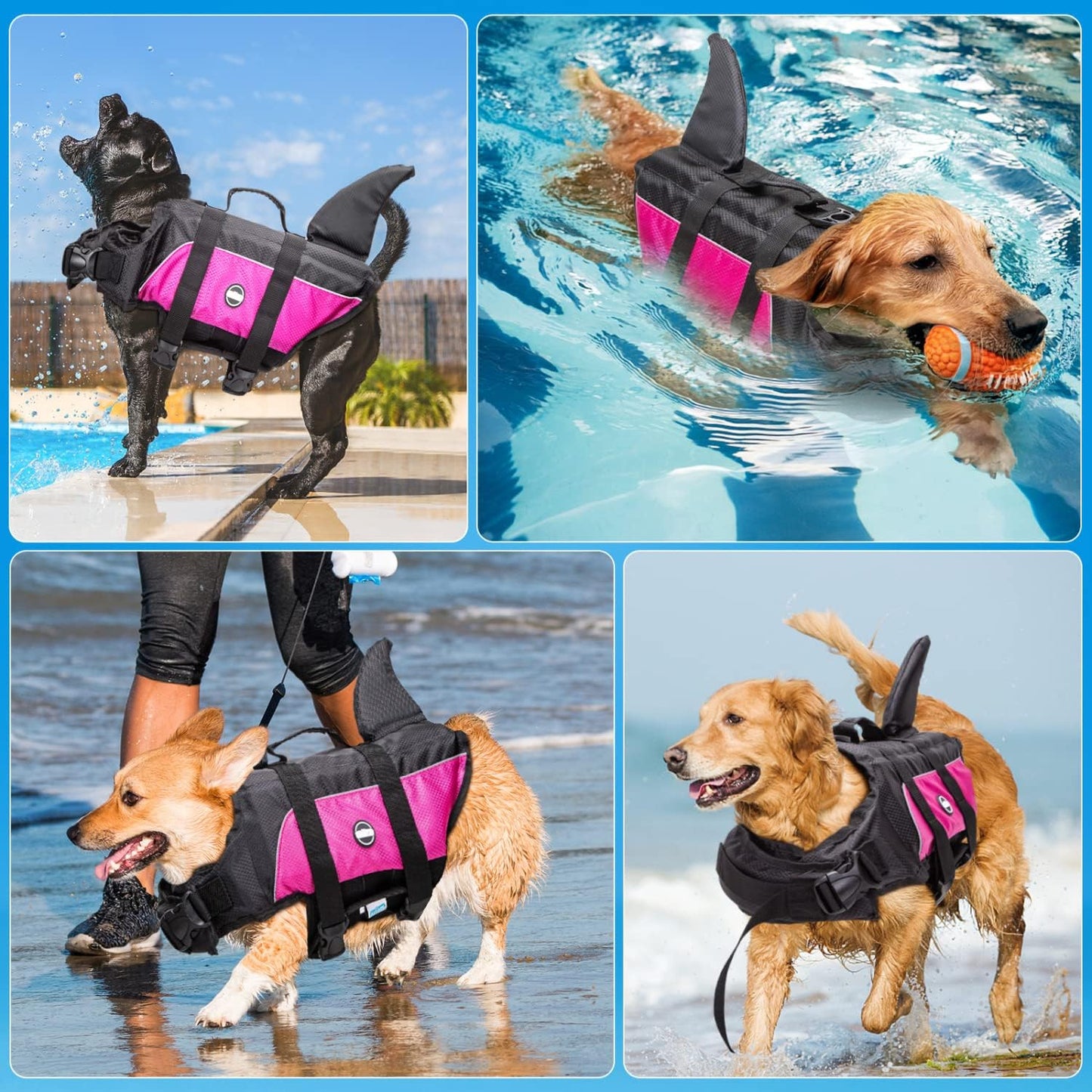 nobleza - Hunde Schwimmweste mit Haiflosse - Schwimmhilfe für Hunde