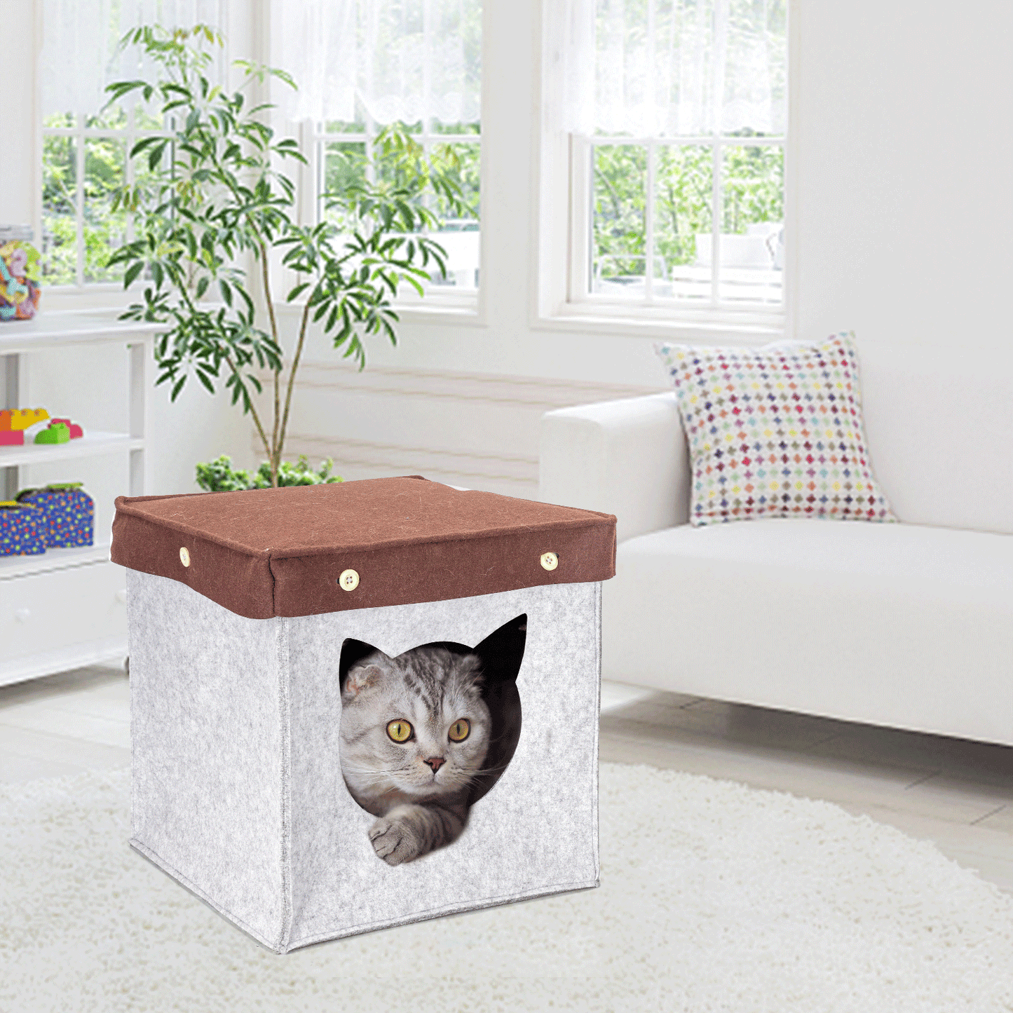 nobleza Katzenhaus Quadratisch aus Filz – Komfortables Katzenzelt