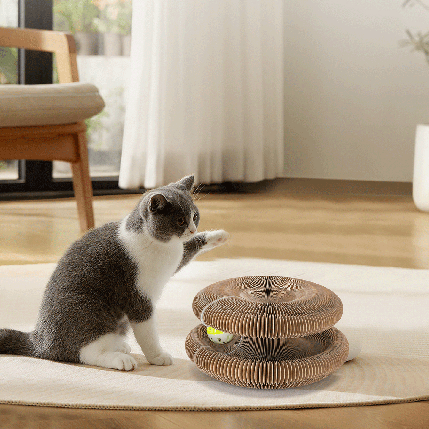nobleza - Katzenkratzbrett aus Pappe – Akkordeon-Style Kratzspielzeug