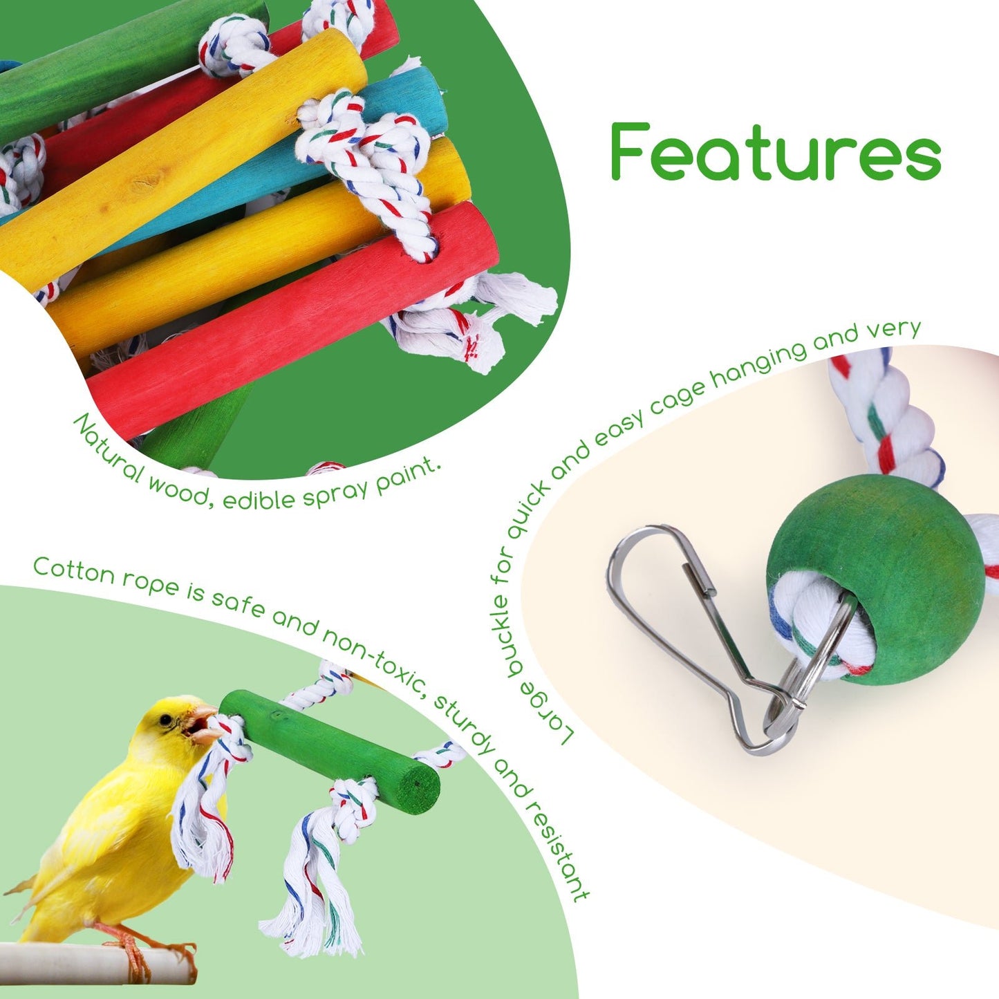 nobleza - Dreistufige Baumwollseil-Leiter für Vögel - Kletterspielzeug