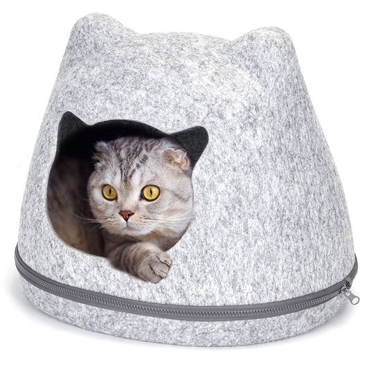 nobleza Katzenhaus mit Katzenohren aus Filz - Gemütliche Höhle für Katzen
