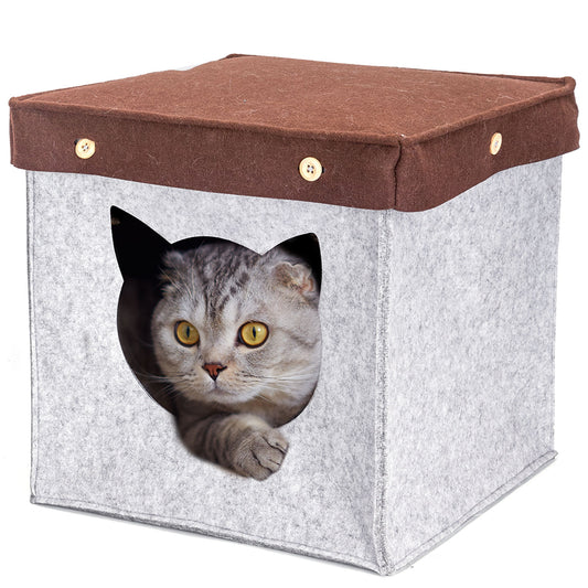 nobleza Katzenhaus Quadratisch aus Filz – Komfortables Katzenzelt